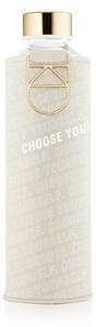 EQUA Mismatch Choose Yourself 750 ml designová luxusní ekologická skleněná lahev na pití s obalem z umělé kůže