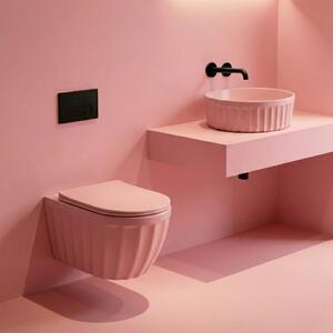 Sada: Závěsná WC mísa + Umyvadlo na desku Rea Duo Sweet Pink Matt