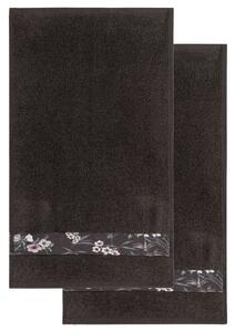 Livarno home Froté ručník pro hosty, 50 x 100 cm, 500 g/m2, 2 kusy (květy šedá) (100380130002)