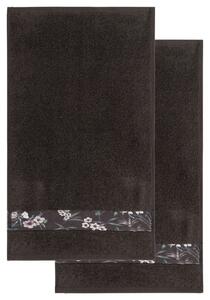 Livarno home Froté ručník pro hosty, 50 x 100 cm, 500 g/m2, 2 kusy (květiny/šedá) (100380130002)