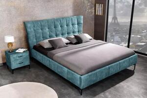Postel BOUTIQUE 180x200 CM petrolejová samet Nábytek | Ložnice | Postele | Všechny postele pro dospělé