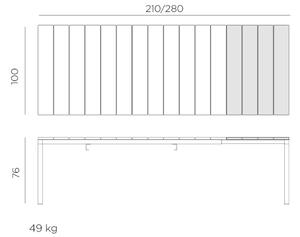 Nardi Antracitově šedý rozkládací zahradní stůl Rio 210/280 x 100 cm