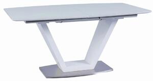TEMPO Jídelní stůl, rozkládací, bílá extra vysoký lesk / oceľ, 160-220x90 cm, PERAK
