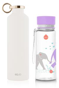 EQUA lahev z nerezové oceli Classy Thermo Snow White (680 ml) + Plastová lahev bez BPA Elephant (600 ml)