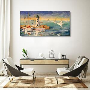 Obraz na plátně Obraz na plátně Přístavní lodě Lighthouse