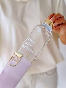 EQUA Mismatch Lila 750 ml designová luxusní ekologická skleněná lahev na pití s obalem z umělé kůže