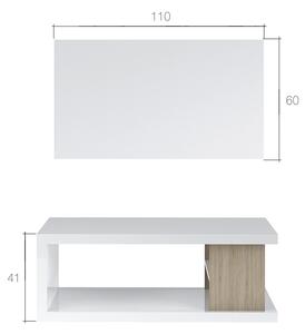 Konferenční stolek Ramen - bílá/dub sonoma