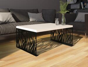 Kávový stolek s kovovými nohami Thulum - bílý lesk