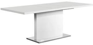 TEMPO Rozkládací jídelní stůl, bílá vysoký lesk HG, 160-200x90 cm, KORINTOS
