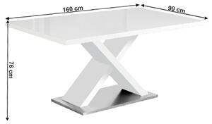 TEMPO Jídelní stůl, bílá s vysokým leskem HG, 160x90 cm, FARNEL
