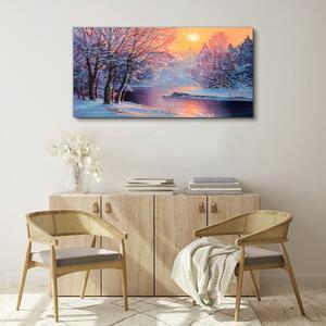 Obraz na plátně Obraz na plátně Zimní řeka stromy slunce