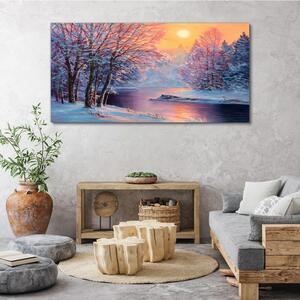 Obraz na plátně Obraz na plátně Zimní řeka stromy slunce