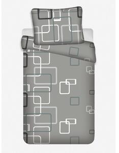 Jerry Fabrics Krepové povlečení Kostky šedá, 140 x 200 cm, 70 x 90 cm