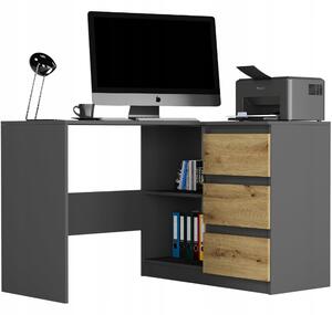 Rohový PC stolek Nolmir (antracit + artisan) (P)
