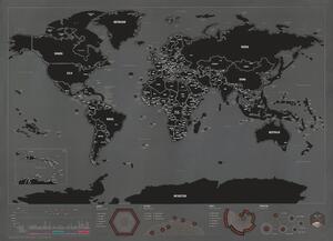 Stieracia mapa sveta Black XL