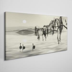 Obraz na plátně Obraz na plátně Jezero strom zvířecí pták