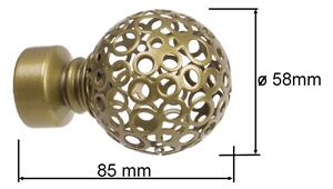 Garnýž kovová 320 cm jednořadá 25 koule retro zlatá antik