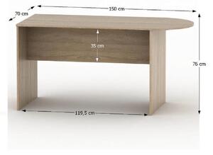 Kancelářský stůl s obloukem, dub sonoma, TEMPO AS NEW 022