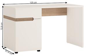 TEMPO PC stůl, bílá extra vysoký lesk HG / dub sonoma tmavý truflový, LYNATET TYP 80