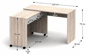 PC stůl rozkládací v moderním dekoru dub sonoma VERSAL NEW