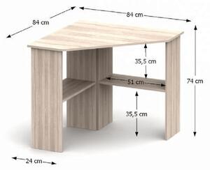 PC stůl rohový v jednoduchém moderním provedení dub sonoma RONY NEW