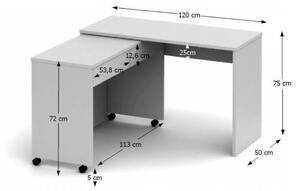 TEMPO Rozkládací PC stůl se šuplíky, bílá, Versal NEW