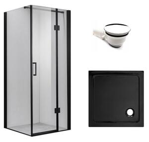 BPS-koupelny Čtvercový sprchový kout HYD-SK1390A 80x80 černá/transparent + vanička HYD-SSV-ST02A černá