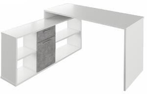 TEMPO PC stůl, bílá / beton, NOE NEW