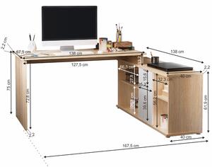 Kancelářský stůl, dub sonoma/bílá, DALTON 2 NEW