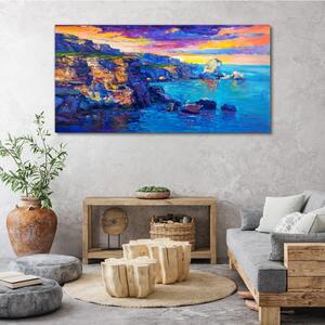 Obraz na plátně Obraz na plátně Pobřežní útesy západu slunce