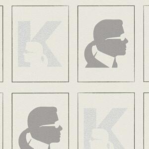 A.S. Création | Vliesová tapeta na zeď Karl Lagerfeld 37842-2 | 0,53 x 10,05 m | bílá, metalická, šedá