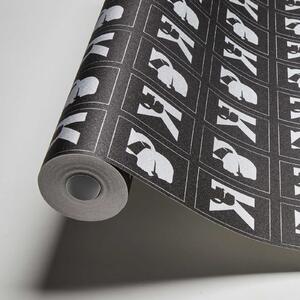 A.S. Création | Vliesová tapeta na zeď Karl Lagerfeld 37842-3 | 0,53 x 10,05 m | černá, metalická, šedá