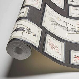 A.S. Création | Vliesová tapeta na zeď Karl Lagerfeld 37846-1 | 0,53 x 10,05 m | červená, bílá, černá, metalická