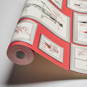 A.S. Création | Vliesová tapeta na zeď Karl Lagerfeld 37846-2 | 0,53 x 10,05 m | červená, bílá, černá, metalická