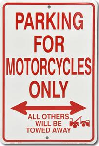 Plechová cedule Motorcycles Parking Only 20 cm x 30 cm