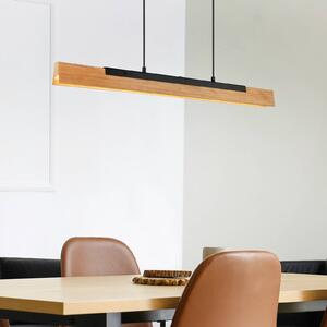 Trio Lighting Závěsné LED světlo Kerala se senzorovým stmívačem, stmívatelný, Světlé dřevo, Obývací pokoj / jídelna, Dřevo, Moderní