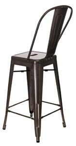 Barová židle Paris Back s opěradlem metalik insp.Tolix
