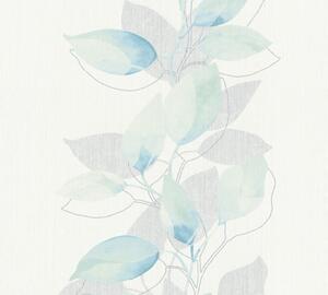 Vliesová tapeta na zeď Attractive 37815-1 | 0,53 x 10,05 m | zelená, modrá, metalická, bílá | A.S. Création