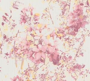 Vliesová tapeta na zeď Attractive 37816-1 | 0,53 x 10,05 m | fialová, růžová, žlutá, bílá | A.S. Création