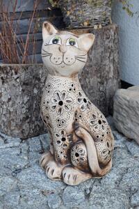 Bureš svícen Kočka kámoška keramický kytička 40 cm