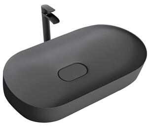 Deskové umyvadlo z konglomerátu REA IRIS 70x35 cm, šedá matná