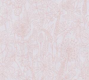 Vliesová tapeta na zeď Attractive 37834-3 | 0,53 x 10,05 m | krémová, šedá, růžová | A.S. Création