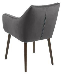 Čalouněná židle Nora VIC tmavě šedá, velur, nohy dub tmavé