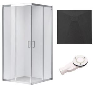 BPS-koupelny Čtvercový sprchový kout HYD-SK102B 90x90 chrom/transparent + vanička HYD-SSV-RIKO černá