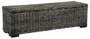 Úložný box 120 cm černý kubu ratan a masivní mangovník