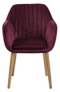 Židle Emilia samet bordó - dřevěné nohy
