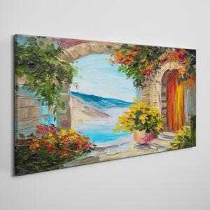 Obraz na plátně Obraz na plátně Květiny dům moře