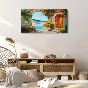 Obraz na plátně Obraz na plátně Květiny dům moře
