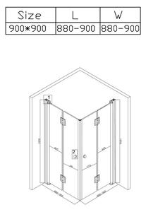 BPS-koupelny Čtvercový sprchový kout HYD-SK05B 90x90 černá/transparent + vanička HYD-SSV-RIKO černá