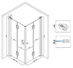 BPS-koupelny Čtvercový sprchový kout HYD-SK05B 90x90 černá/transparent + vanička HYD-SSV-RIKO černá